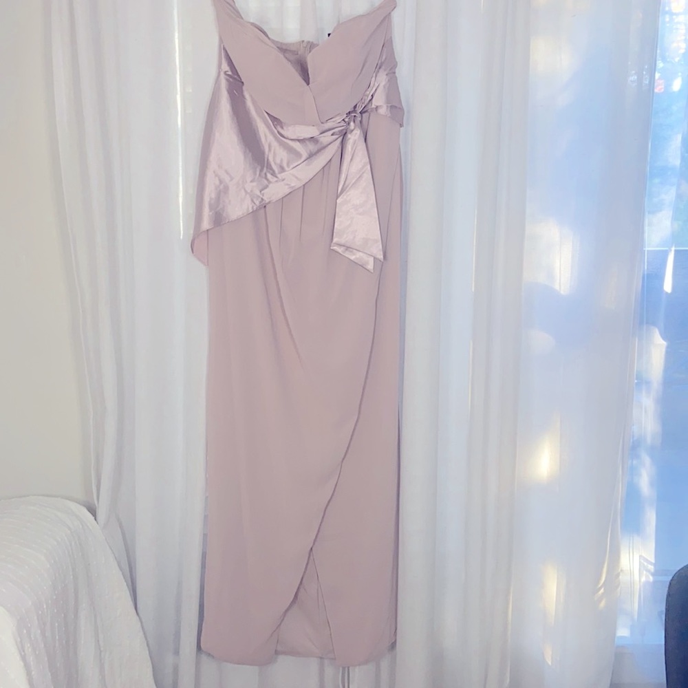 NWT Gorgeous lilac dusty pink wrap style tulip skirt gown prom bridesmaid
